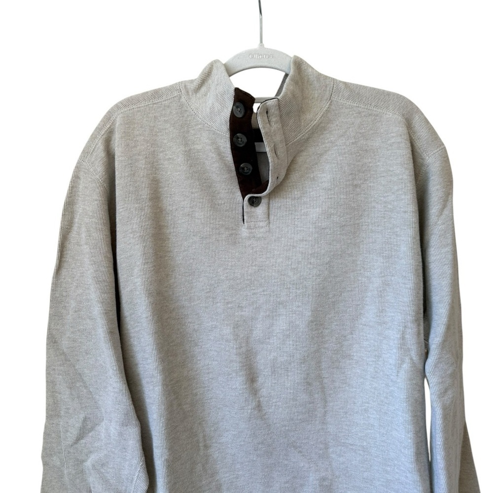 Tasso Elba Light Gray Quarter-Zip Sweater with Dark Button Placket - Picture 2 of 5